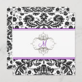 バロックレースダマスク/ネオンパープル招待状 招待状 (正面/裏面)