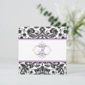 バロックレースダマスク/ネオンパープル招待状 招待状 (スタンド正面)