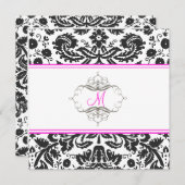 バロックレースダマスク/ホットピンク招待状 招待状 (正面/裏面)