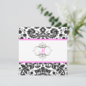 バロックレースダマスク/ホットピンク招待状 招待状 (スタンド正面)