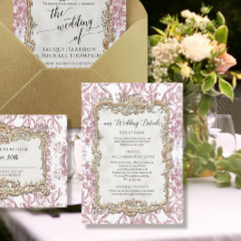 バロックロココヴィンテージピンクn金ゴールドフローラ詳細 招待状