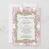 バロックロココヴィンテージピンクn金ゴールドフローラ詳細 招待状 (正面)