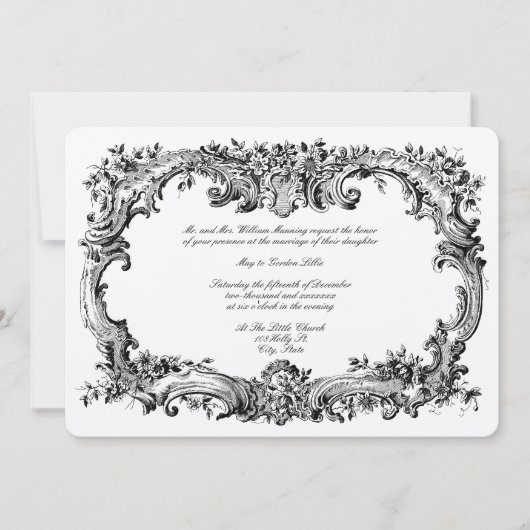 バロックロココ縁どフローラ 招待状 (正面)