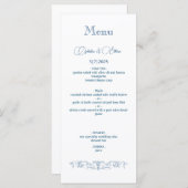 バロックヴィンテージダスティブルーウェディングパーティーメニュー (正面/裏面)