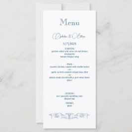 バロックヴィンテージダスティブルーウェディングパーティーメニュー