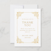 バロックヴィンテージホワイトフレームスクリプトムスリム結婚ズ サンキューカード (正面)