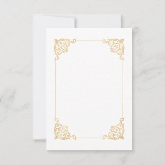 バロックヴィンテージホワイトフレームスクリプトムスリム結婚ズ サンキューカード (裏面)