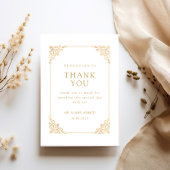 バロックヴィンテージホワイト金ゴールドフレームムスリム結婚ズ サンキューカード