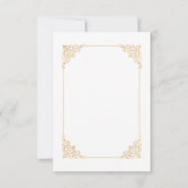 バロックヴィンテージホワイト金ゴールドフレームムスリム結婚ズ サンキューカード (裏面)