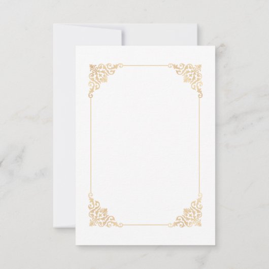 バロックヴィンテージホワイト金ゴールドフレームムスリム結婚ズ サンキューカード (裏面)