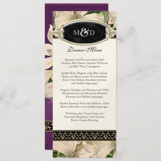 バロックヴィンテージリリーフォーマル金ゴールド結婚のメニュー メニュー (正面/裏面)