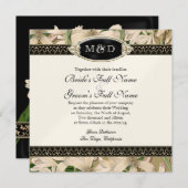 バロックヴィンテージリリー金ゴールドエレガフォーマルントウェディング 招待状 (正面/裏面)