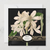 バロックヴィンテージリリー金ゴールドエレガフォーマルントウェディング 招待状 (裏面)