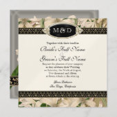 バロックヴィンテージリリー金ゴールドエレガフォーマルントウェディング 招待状 (正面/裏面)