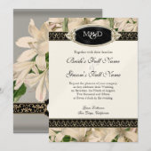 バロックヴィンテージリリー金ゴールドエレガフォーマルントウェディング 招待状 (正面/裏面)