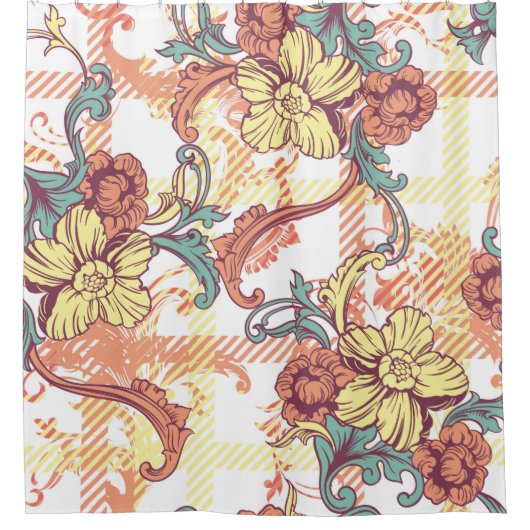 バロック付きの折り畳み織りのシームレスな模様 シャワーカーテン (正面)