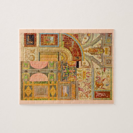 バロック式のイタリアンなモチーフのコラージュ ジグソーパズル (横)