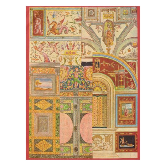 バロック式のイタリアンなモチーフのコラージュ テーブルクロス (正面)