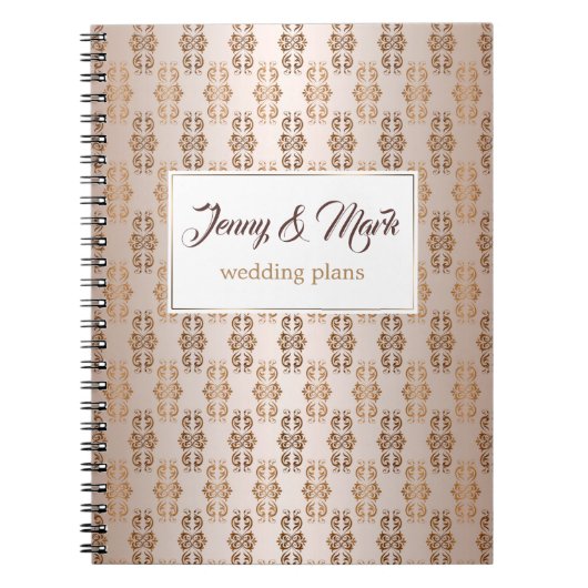 バロック式のスタイルの勾配ベージュ色パターン。 テキスト ノートブック (正面)