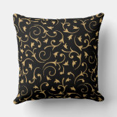 バロック式のデザイン-黒の金ゴールド クッション (裏面)