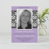 バロック式のパネル-ラベンダーの卒業の招待 招待状 (スタンド正面)