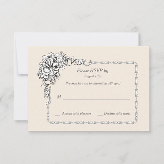 バロック式の美しいの応答カード 招待状 (正面)