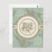 バロック式の花柄 ポストカード (正面/裏面)