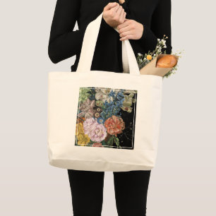 バロック式の花柄-花束 ラージトートバッグ