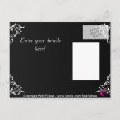 バロック式ウェディング招待白黒 インビテーションポストカード (裏面)