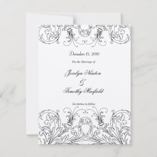 バロック式フレームが付いている日付を救って下さい セーブザデート (裏面)