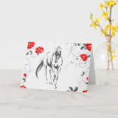 バロック式馬グリーティングカー空白のド カード (黄色い花)