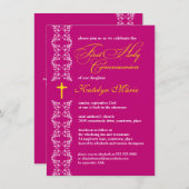 バロック明るい赤紫色ストリップファースト・ホリー・コミューン 招待状 (正面/裏面)