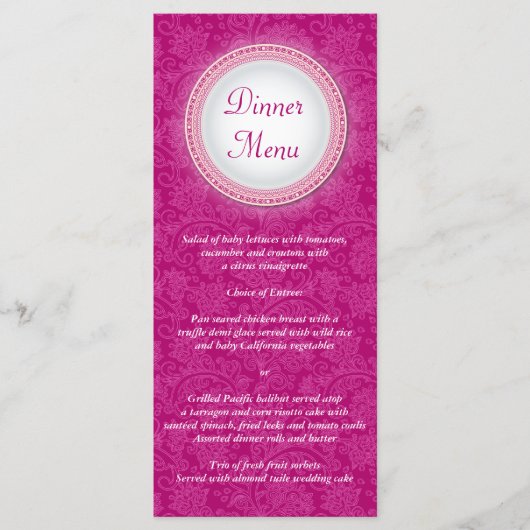 バロック明るい赤紫色プラークのメニューラックカード メニュー (正面)