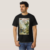 バロック時代の古風なアトラス扉絵 世界地図 Tシャツ (正面フル)
