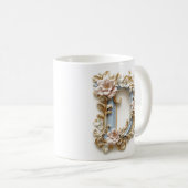 バロック様式のアルファベット「D」 マグカップ - コーヒープリンセスのための特別な贈り物 (正面右)