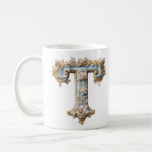 バロック様式のイニシャル「T」マグカップ - コーヒープリンセスに