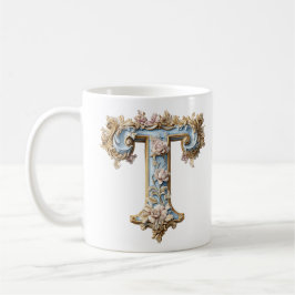 バロック様式のイニシャル「T」マグカップ - コーヒープリンセスに コーヒーマグカップ