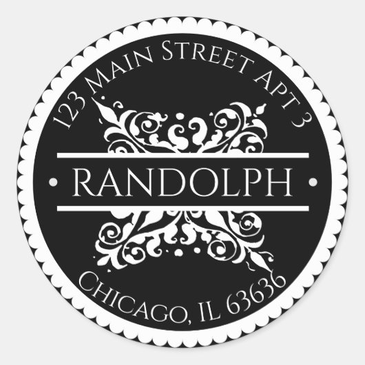 バロック様式のスキャロップエッジアドレス ラウンドシール (正面)