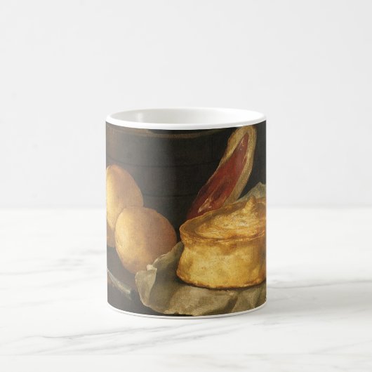 バロック様式のビンテージ調の静物画「パン、タルト、ハムのある静物画」 コーヒーマグカップ (中央)