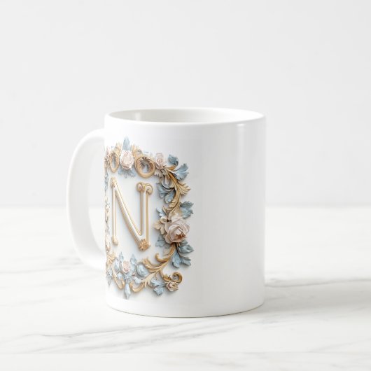 バロック様式の手紙'N'マグカップのためのコーヒープリンセス コーヒーマグカップ (正面左)