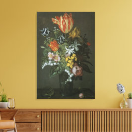 バロック様式の花瓶に生けられた花の静物画 キャンバスプリント