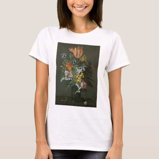 バロック様式の花瓶の花の静物画 Tシャツ (正面)