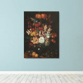 バロック様式の花瓶の静物画 - 花 キャンバスプリント (インサイチュ (ウッドフロア))