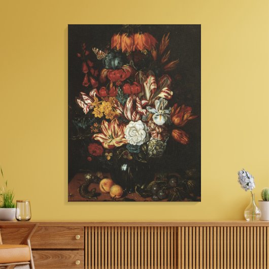 バロック様式の花瓶の静物画 - 花 キャンバスプリント (インサイチュ (リビング))