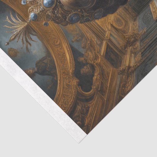 バロック様式の部屋にルネッサンス様式のドレスを着た女性 薄葉紙 (詳細)