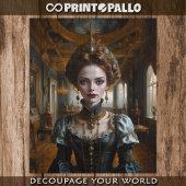 バロック様式の部屋にルネッサンス様式のドレスを着た女性 薄葉紙