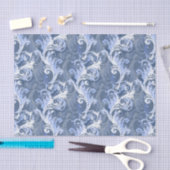 バロック様式の青い色パターン 薄葉紙 (クラフト)