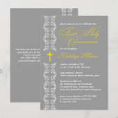 バロック様式グレーストリップファースト・ホリー・コミュニオン 招待状 (正面/裏面)