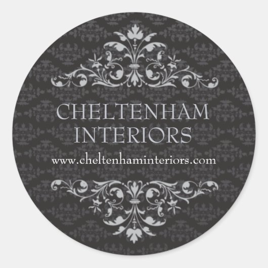 バロック様式ダマスクのステッカー ラウンドシール (正面)
