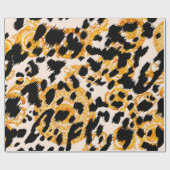 バロック模様のレオパード金ゴールド ラッピングペーパー (フラット)